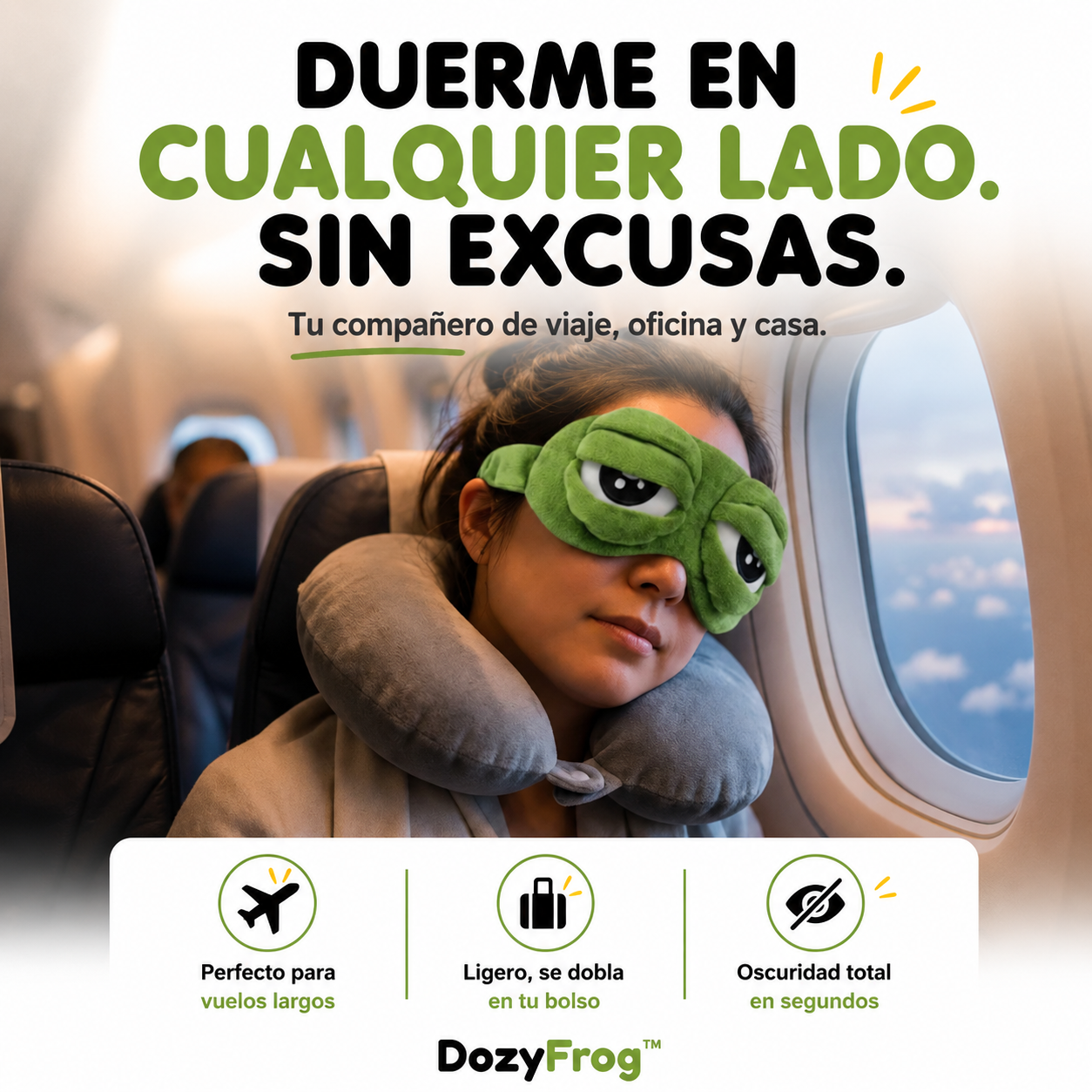 Antifaz de Rana Divertido con Ojos Interactivos para Dormir Mejor